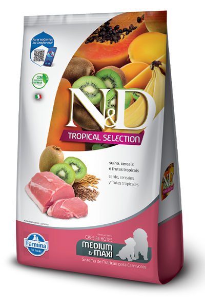 Cerdo, Cereales y Frutas Tropicales Puppy Medium & Maxi
